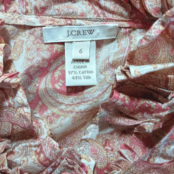J. Crew | 'Pilar' Ruffle Collar Paisley Printed Cami Blouse Top - Picture 8 of 10